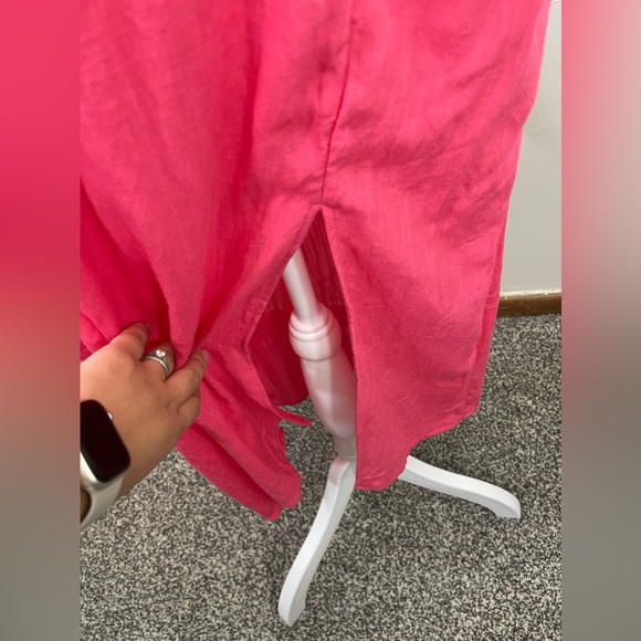 NWT Anthropologie Sadie & Sage Pink Rayon Flowy OpenBack Pencil Midi Dress XL - Picture 3 of 6